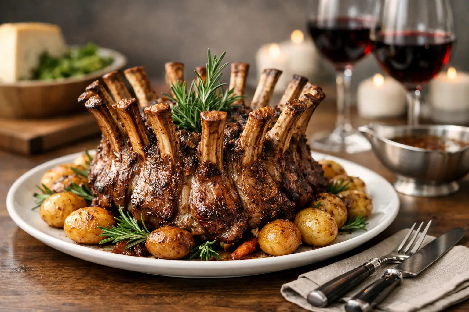 Lammkronenbraten für Gäste kaufen und servieren