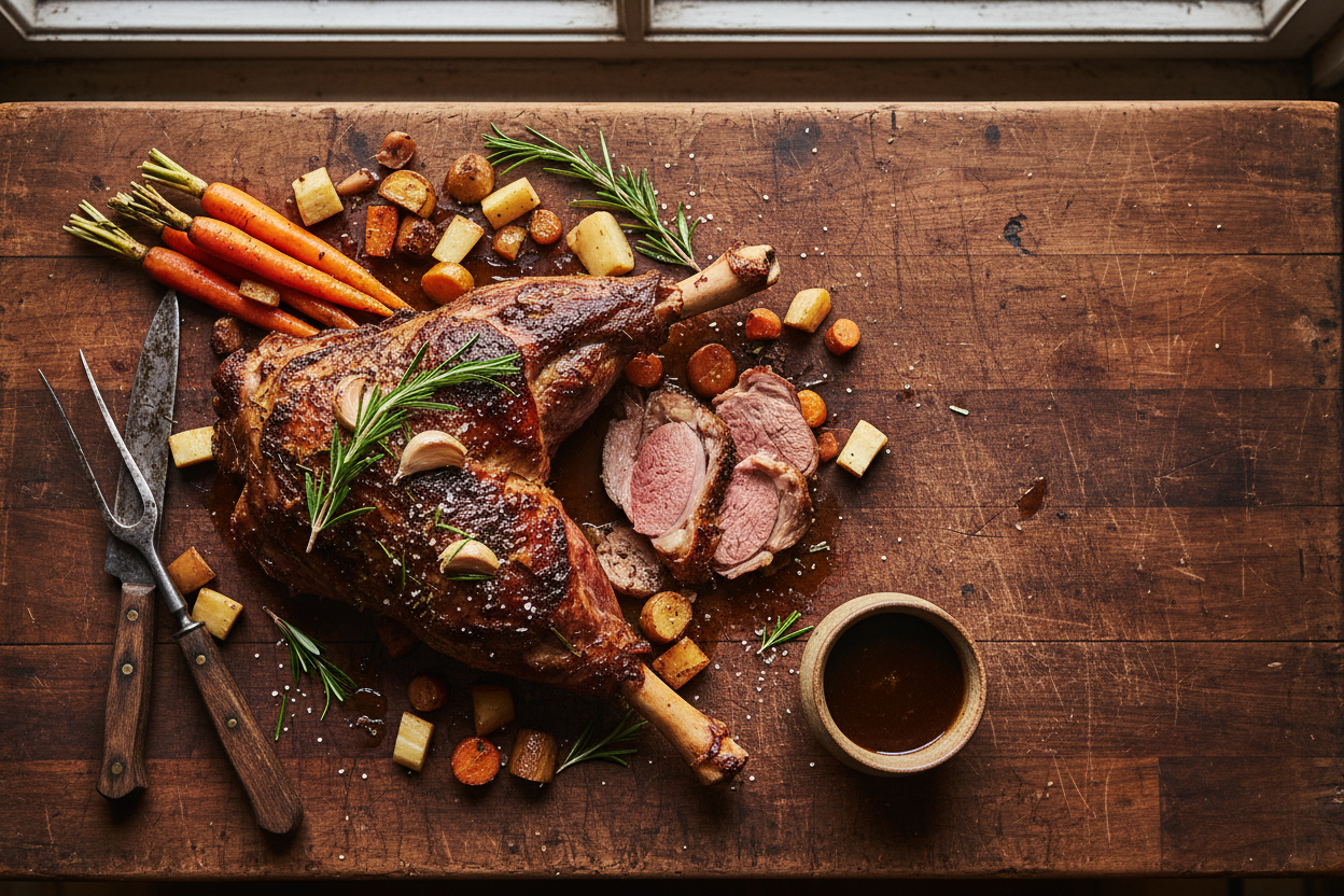 Zentraler Fokus: Das Aktionsprodukt (z. B. die Lammwurst, Lammkeule o. ä.)

Hintergrund: Holztisch, Naturtexturen, dunkle oder warme Töne für Kontrast

Stil: Authentisch, handgemacht, appetitlich – nicht überinszeniert

Elemente: Dezent platzierter Schriftzug "Angebot der Woche" auf dem Bild oder Platz für Text-Overlay freilassen